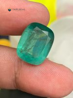 Natural certified Zambia emerald loose gemstone weighing 13.49 carats with a beautiful cushion cut, ideal for luxury rings, pendants, and collectors.