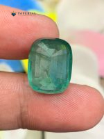 Natural certified Zambia emerald loose gemstone weighing 13.49 carats with a beautiful cushion cut, ideal for luxury rings, pendants, and collectors.