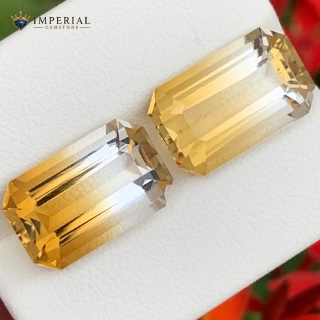 10.80 Carats Natural Bi-Color Citrine Pair Brazil