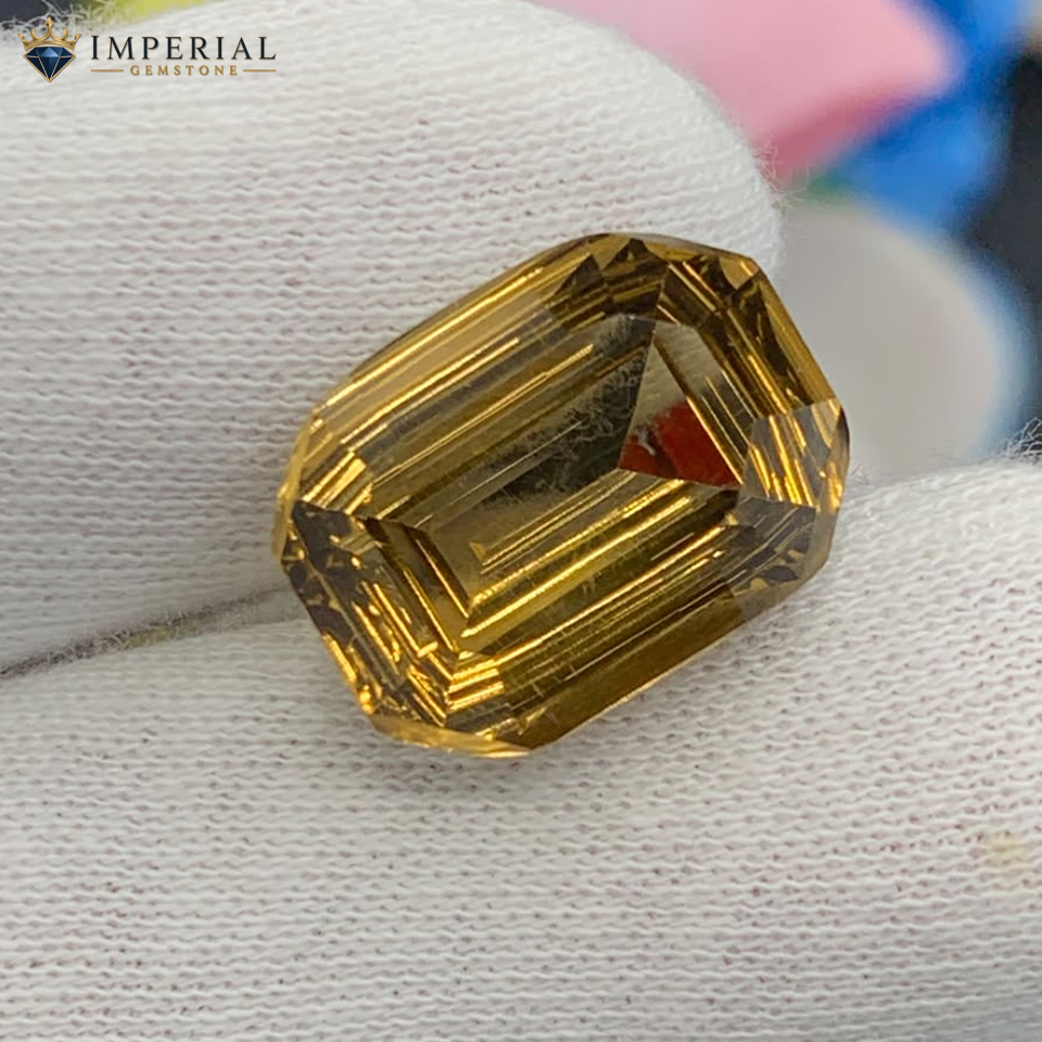 10.80 Ct Natural Honey Citrine Emerald Fancy Cut Gemstone1 10.80 Ct Natural Honey Citrine Emerald Fancy Cut Gemstone
