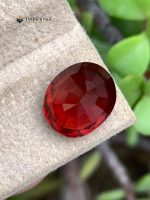 4.47 Ct AIG Certified Natural Malaya Garnet Oval Gemstone - Back View 2