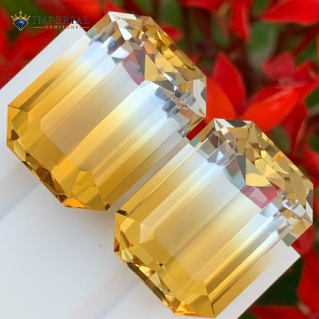 43.20 Carats Natural Bi-Color Citrine Pair Brazil