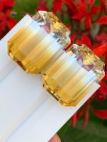43.20 Carats Natural Bi-Color Citrine Pair Brazil