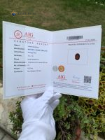 6.43 Ct AIG Certified Natural Malaya Garnet Oval Gemstone - Report