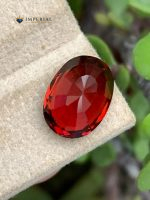 6.43 Ct AIG Certified Natural Malaya Garnet Oval Gemstone - Back View 1
