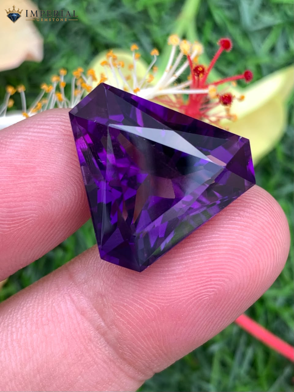 23.00 Carat Natural Amethyst Trillion Shape VS1 from Brazil 23.00 Carat Natural Amethyst Trillion Shape VS1 from Brazil