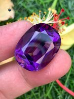 28.70 Carat Natural Amethyst Cushion Cut VVS2 from Brazil