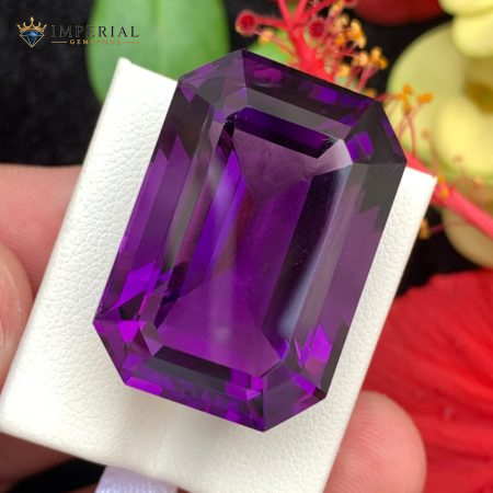 56.40 Carat Natural Amethyst Emerald Cut Flawless Brazil