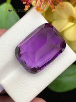 21.55 Carats Natural Amethyst Cushion Cut VVS1 from Brazil - Back View