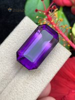 25.20 Carats Natural Amethyst Emerald Cut Flawless From Brazil - Front View