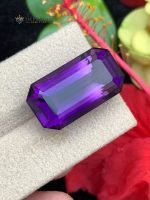 25.20 Carats Natural Amethyst Emerald Cut Flawless From Brazil - Front Close Up View