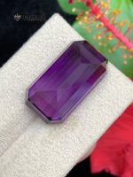 25.20 Carats Natural Amethyst Emerald Cut Flawless From Brazil - Back View