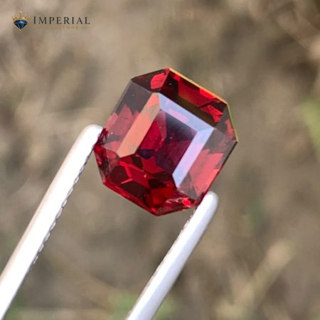3.75 Carat Natural Rhodolite Garnet Asscher Cut VS1 Tanzania - Main View