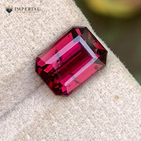 3.90 Carat Natural Rhodolite Garnet Emerald Cut VS1 Tanzania - Main View