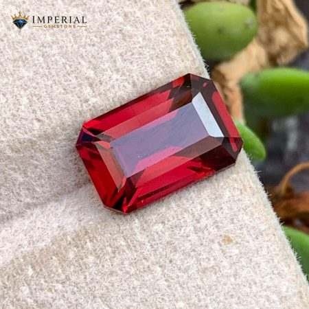 3.99 Carat Certified Natural Malaya Garnet Octagon Tanzania - Main View