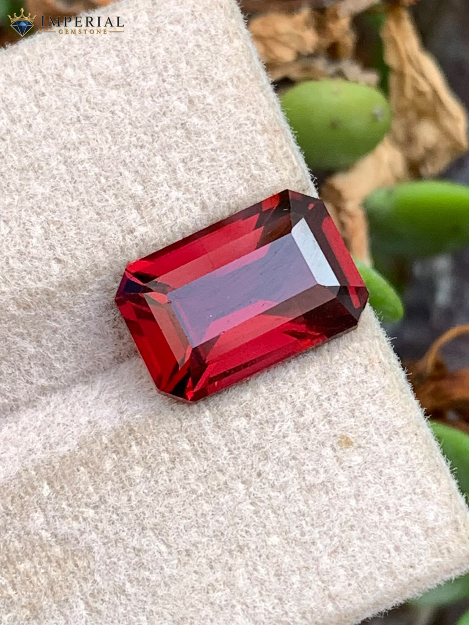 3.99 Carat Certified Natural Malaya Garnet Octagon Tanzania 3.99 Carat Certified Natural Malaya Garnet Octagon Tanzania - Main View