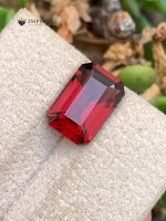 3.99 Carat Certified Natural Malaya Garnet Octagon Tanzania - Front View 1