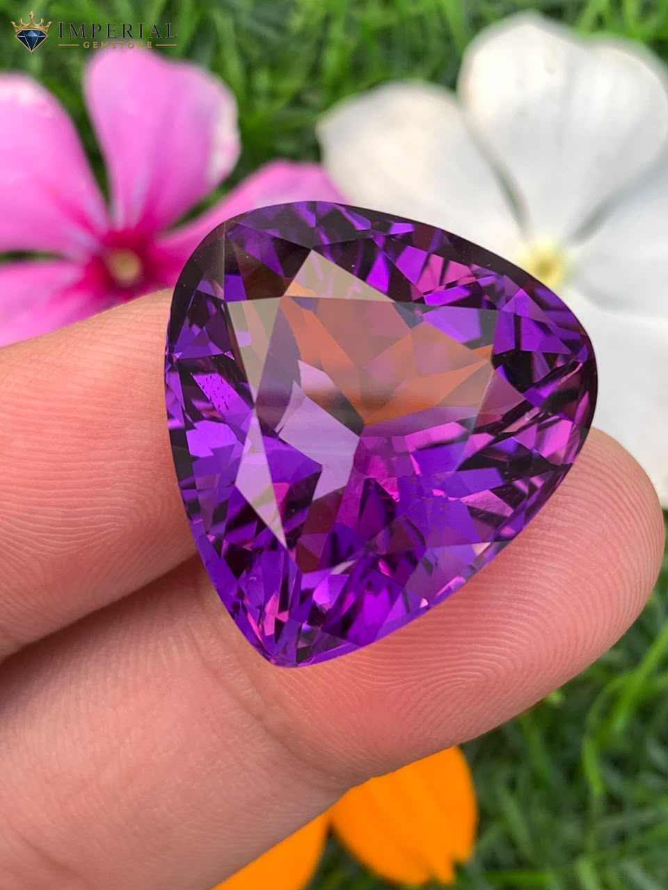 33.70 Carat Natural Amethyst Trillion Cut VVS1 from Brazil 33.70 Carat Natural Amethyst Trillion Cut VVS1 from Brazil