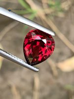 4.15 Carat Natural Rhodolite Garnet Pear Shape VS1 Tanzania - Front View 3