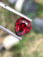 4.15 Carat Natural Rhodolite Garnet Pear Shape VS1 Tanzania - Front View 4