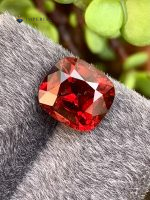 5.44 ct Certified Natural Malaya Garnet Cushion Cut Tanzania - Front View 2