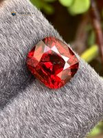 5.44 ct Certified Natural Malaya Garnet Cushion Cut Tanzania - Front View 3
