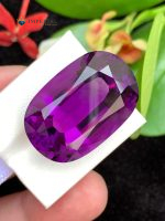 50.70 Carat Natural Amethyst Elongated Octagon Cut Flawless From Brazil - Front Close Up View