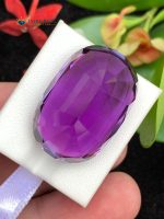 50.70 Carat Natural Amethyst Elongated Octagon Cut Flawless Brazil - Back Angle View